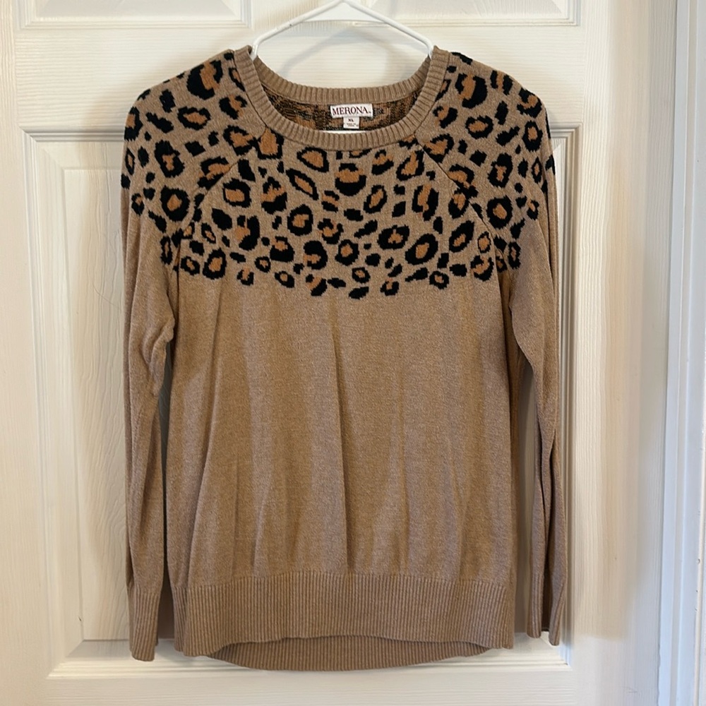 Merona (Target) leopard and tan sweater. Used. XL